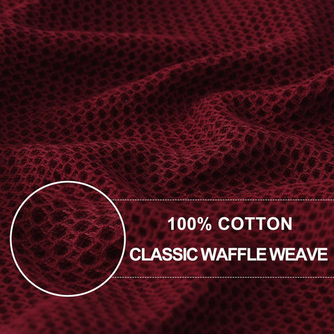 Homaxy 100% Cotton Waffle Weave Kitchen Dish Cloths 8-Pack, Burgundy
