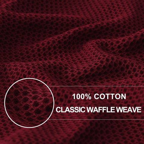 Homaxy 100% Cotton Waffle Weave Kitchen Dish Towels 8-Pack, Burgundy