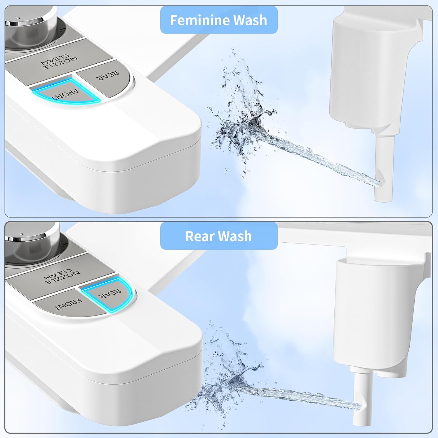 SAMODRA Non-Electric Bidet Attachment for Toilet – Self-Cleaning Dual Nozzle (Frontal & Rear Wash), Adjustable Water Pressure, Fits Most Toilets, Easy Installation (Pebble Gray)