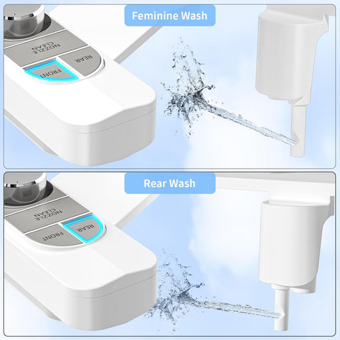 SAMODRA Non-Electric Bidet Attachment for Toilet – Self-Cleaning Dual Nozzle (Frontal & Rear Wash), Adjustable Water Pressure, Fits Most Toilets, Easy Installation (Pebble Gray)