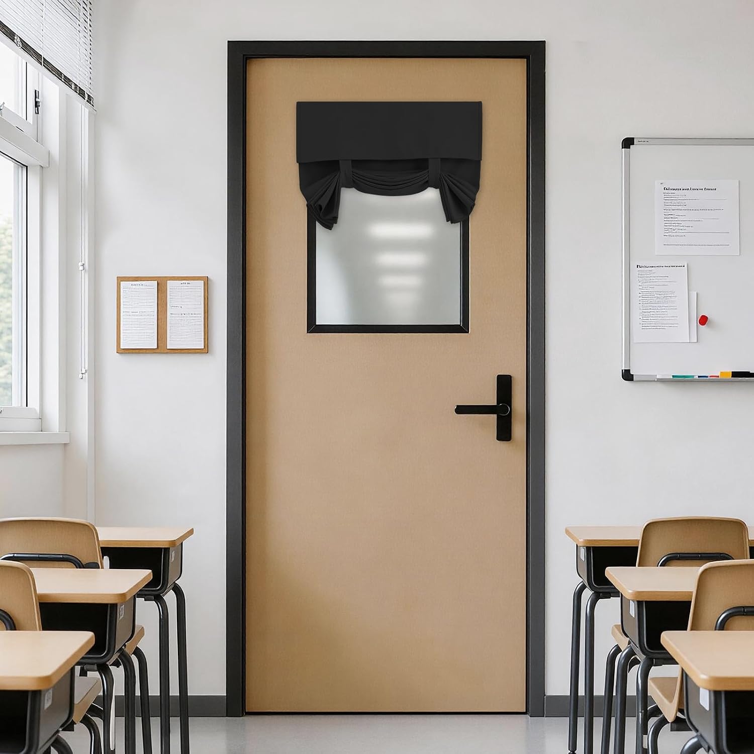 Vatge Blackout Door Curtains - Room Darkening French Door Curtains for Small Windows, Front Window Covering for Classroom/Glass/Patio/Sliding, 1 Panel, W24 x L36, Black