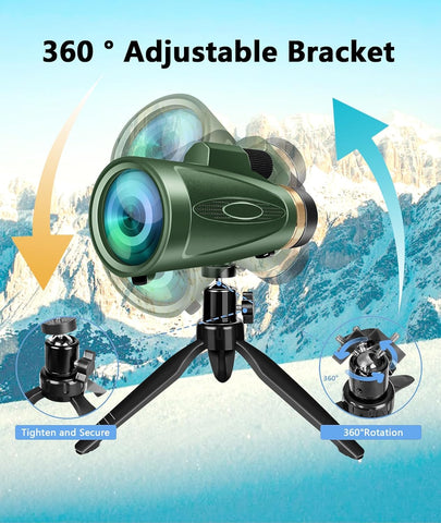 80X100 HD Monocular Telescope, High Powered BAK-4 Prism Compact Monoculars for Adults, Larger Vision Monocular for Bird Watching Hunting Hiking Camping Travelling, Green