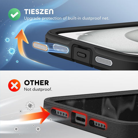 TIESZEN for iPhone 15 Plus Case, Compatible with MagSafe, Black