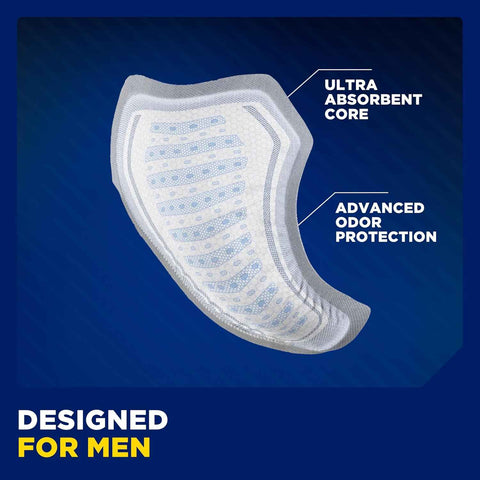 TENA Men Maximum Guards, Incontinence Pads for Men, 144 ct | Engineered to fit the male anatomy, these discreet, cup-shaped male guards help manage moderate bladder leaks, odor & wetness