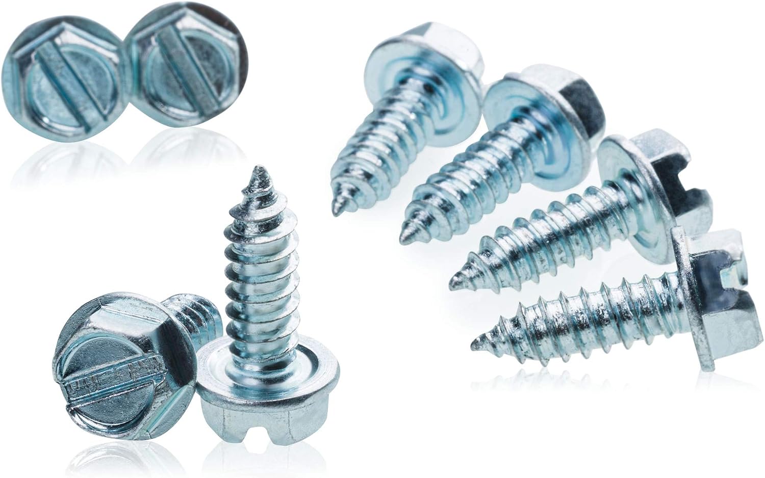 Au-ve-co 1000 Bulk Zinc Plated License Plate TAG Screws Hex Head Car Dealer Lot Self