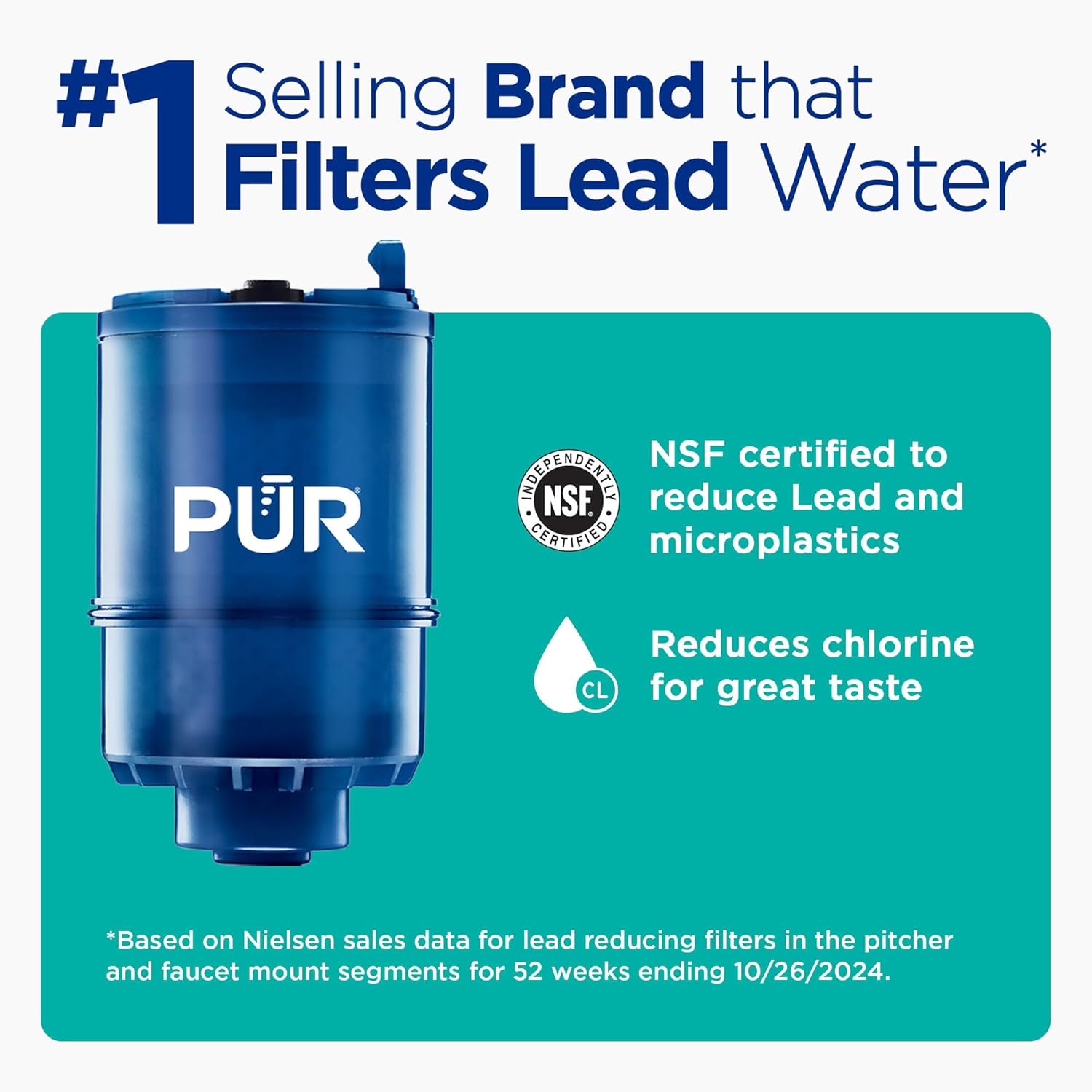 PUR Plus Faucet-Mount Water Filtration System, Lead-Reducing Filter, Grey