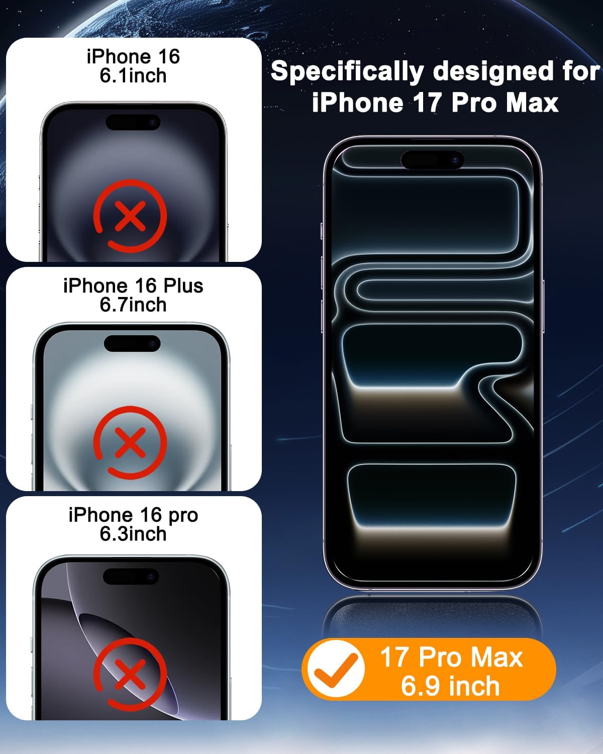 SIBEITU Screen Protector for iPhone 17 Pro Max Tempered Glass Film