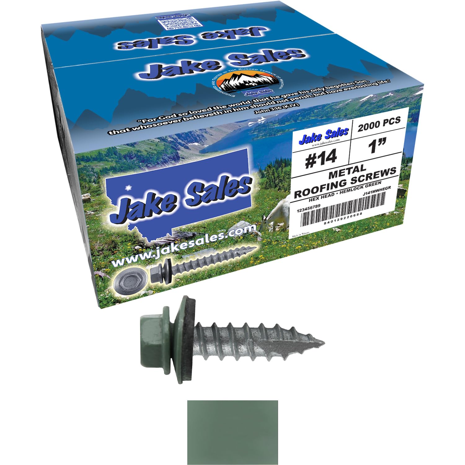 14 x 1 Charcoal Metal Roofing Screws - Hex Washer Head- Self-Starting/Tapping - EPDM Washer. 1 x 250 Count Bag - 250 Screws