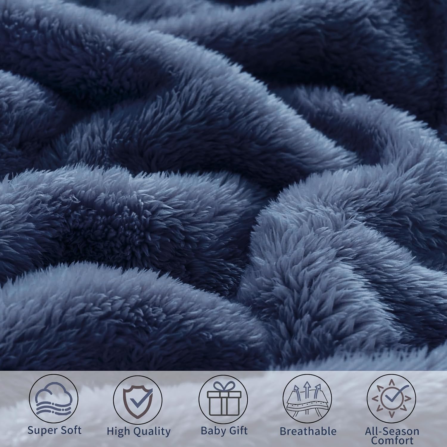 Pro Goleem Baby Boy Blanket, Fleece Baby Blankets for Boys with 2 Inch Satin Trim, Super Soft Plush Receiving Blanket for Infant Newborn, Cozy 30x40 Inch Stroller & Nursery Blanket,(Navy Blue)