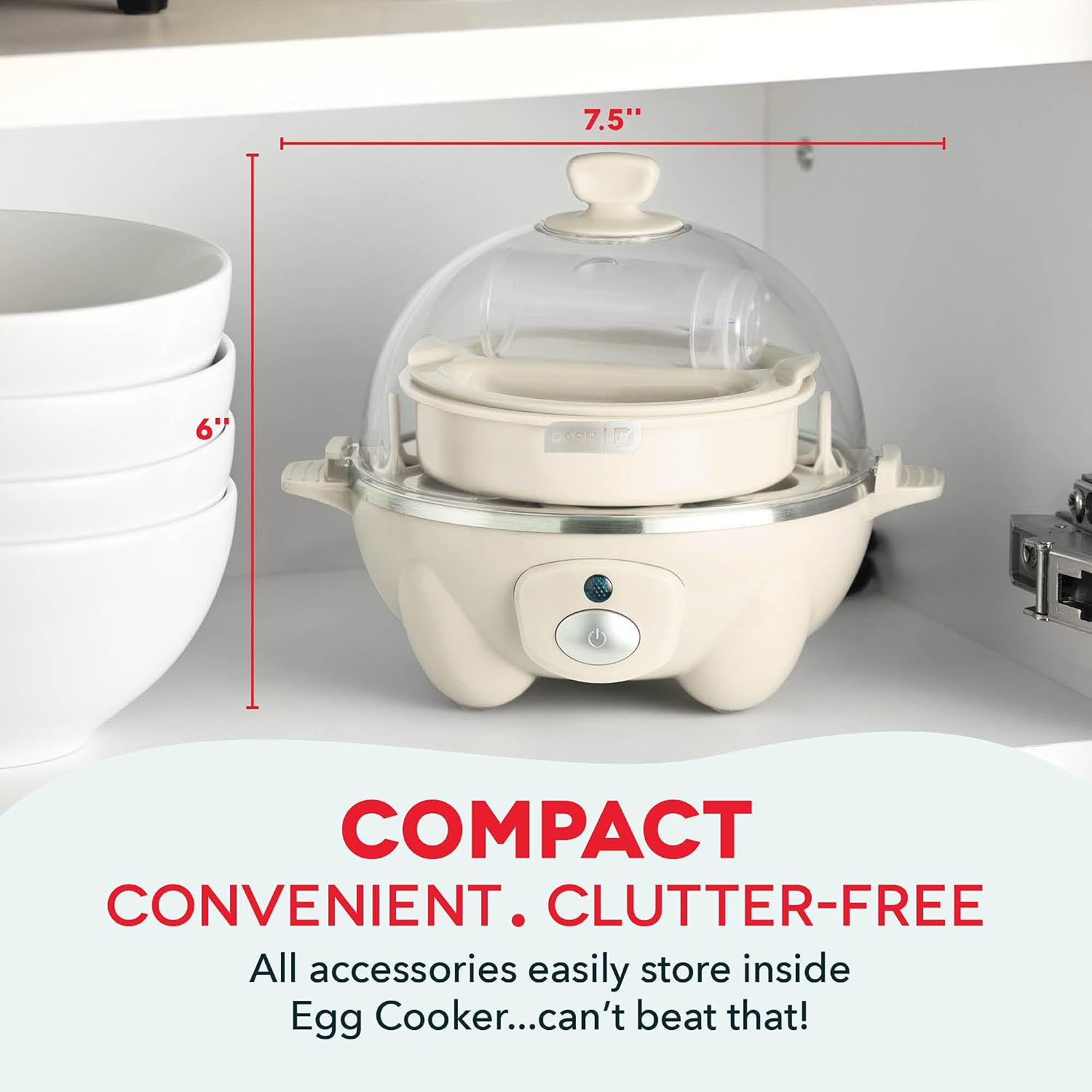 Dash Rapid Egg Cooker, 7 Hard Boiled Eggs, Cream