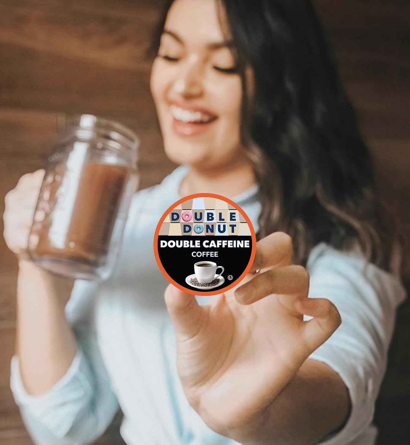 Double Donut Coffee High Caffeine Coffee Pods, Extra Strong Double Caffeine Coffee Cups for Keurig K Cup Brewer Machines Single Serve Dark Roast Coffee, 80 Count