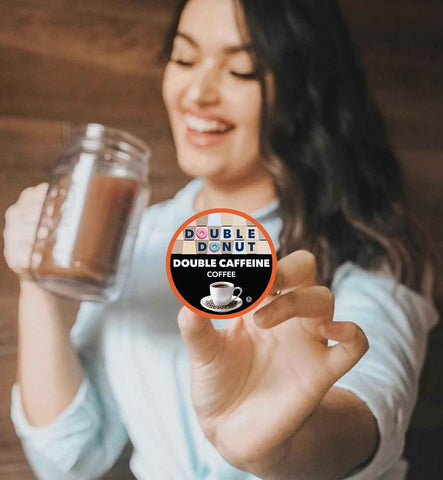 Double Donut Coffee High Caffeine Coffee Pods, Extra Strong Double Caffeine Coffee Cups for Keurig K Cup Brewer Machines Single Serve Dark Roast Coffee, 80 Count