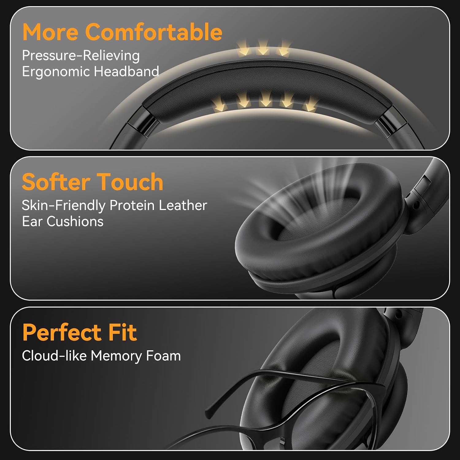 Wired Headphones with Mic, 3.5mm Headphones Volume Control for School Black