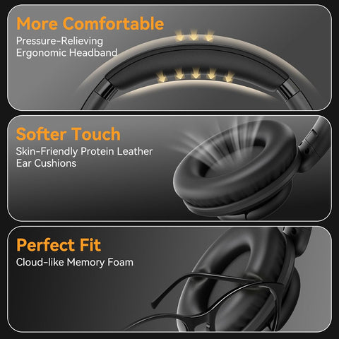 Wired Headphones with Mic, 3.5mm Headphones Volume Control for School Black