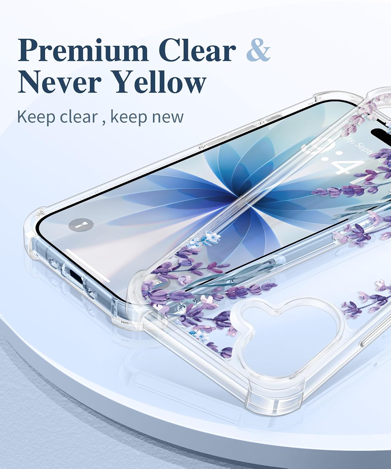 GVIEWIN for iPhone 17 Case Floral, Slim Clear Non-Yellowing