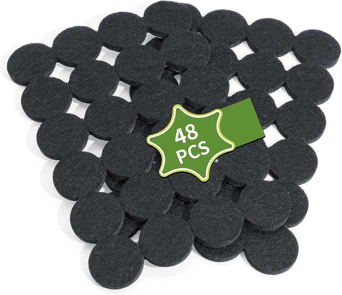 Felt Furniture Pads for Hardwood Floors 48 PCS, 1" Round, Black
