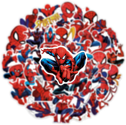 50Pcs Spiderman Sticker for Kids, Cool Superhero Cartoon Waterproof Vinyl Decal for Teen Girl Water Bottle Skateboard Notebook Phone Guitar Bike (Spider)