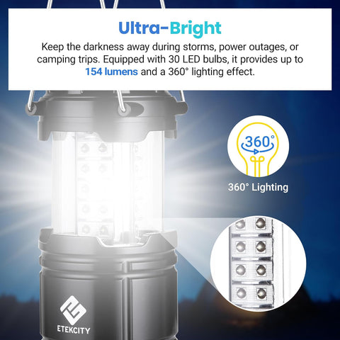 Etekcity LED Camping Lanterns, Battery Operated, 2 Pack
