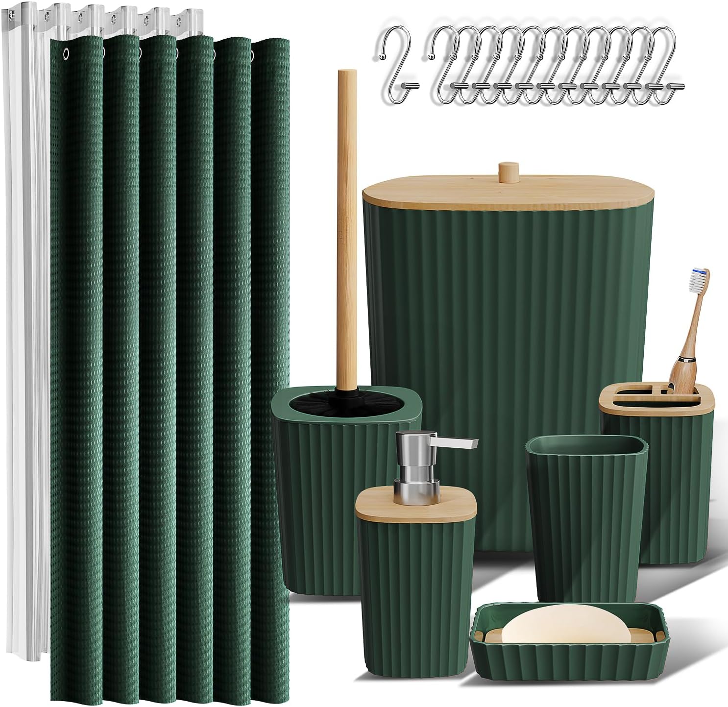 Clara Clark Bathroom Set, Shower Curtain Set, Bathroom Accessory Set