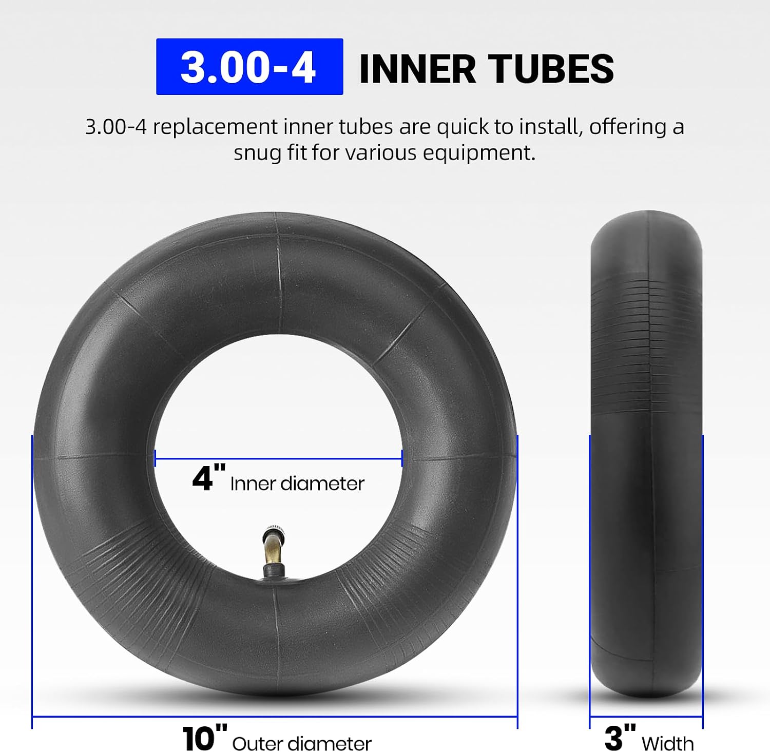 AR-PRO 2-Pack Heavy Duty 3.00-4 Inner Tube with TR87 Bent Valve Stem for ATV Wheelbarrows Tractors Mowers Hand Trucks E300 E325 Razor Scooter and More