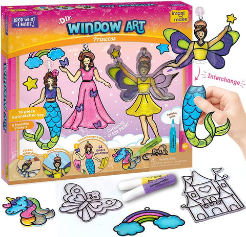 Imagimake Window Art - Princess, DIY Mess-Free 16 Pieces Suncatcher Kit