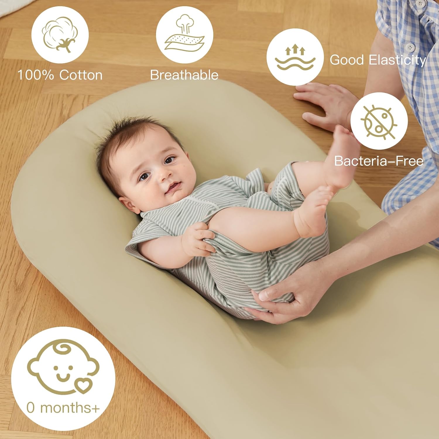 Baby Lounger for Newborn 0-24 Months Soft Cotton Infants Support Cushion
