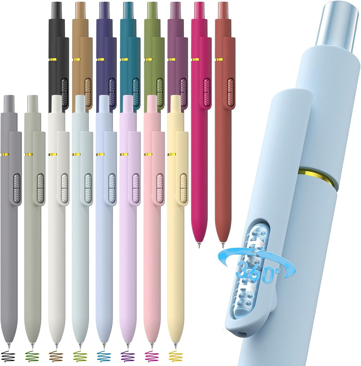 Hiacry 16Pcs Colorful Gel Pens - 0.7mm Fine Point Colored Ink Fidget Pens