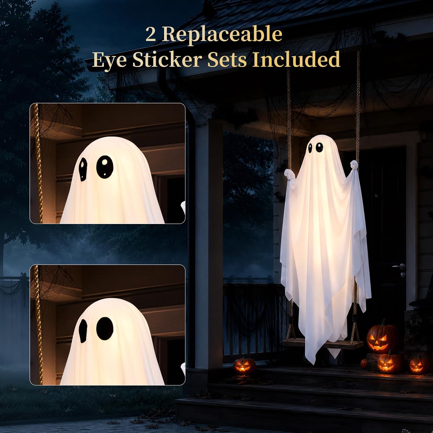 Halloween Decorations Outdoor, 4.3FT Swinging Ghost Hanging Decor