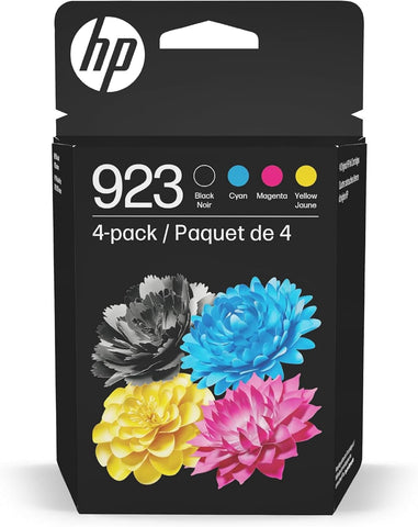 HP 923 Black, Cyan, Magenta, Yellow Ink Cartridges (4-Pack) | Works with OfficeJet 8120, Pro 8130 Series | 6C3Y6LN