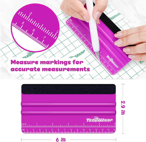 TECKWRAP Professional Squeegee Tool for Vinyl Decals, Inkjet Vinyl Sticker Paper,and Wallpaper - 6"x2.9", Scratch-Free Application (Pitaya)