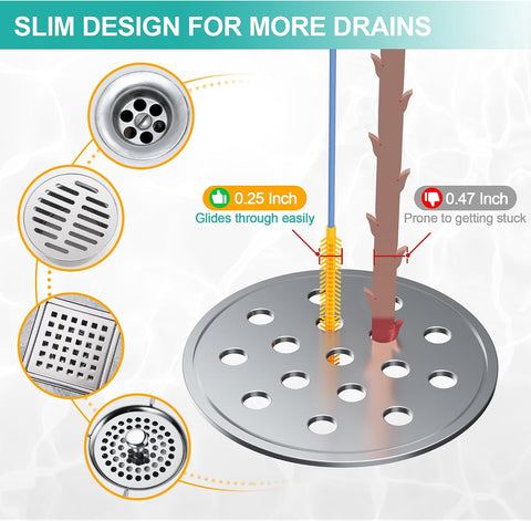 EastLink 50 Inch Extra-Long Drain Snake 3 Pack, Reusable Drain Clog Remover