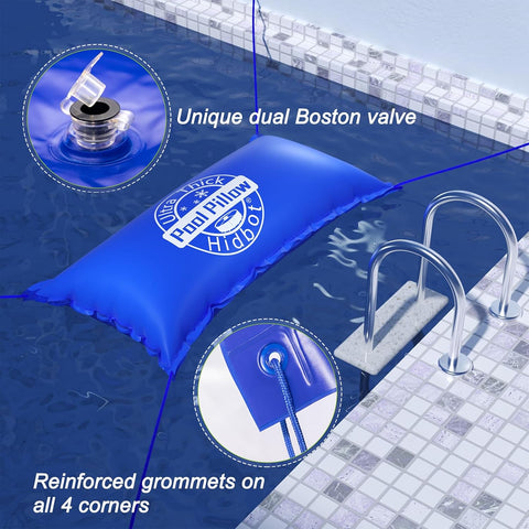 4x8 Ft Pool Pillows for Above Ground Pools, 0.4mm Ultra Thick & Cold-Resistant Above Ground Pool Winter Pool Pillow, Winterizing Winter Closing Pillows,Ultra Airtight Pool Pillow(with 2x16.5ft Rope)