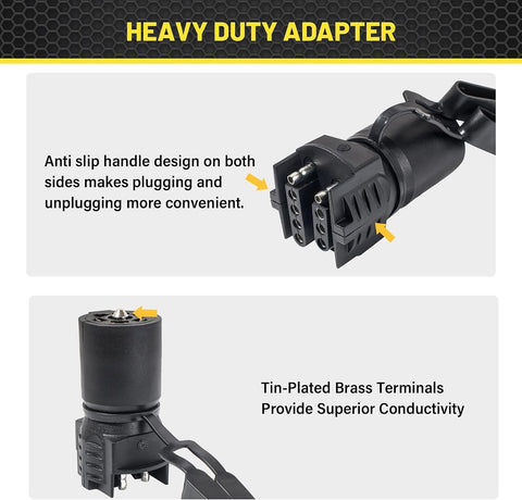 Oyviny 7 Pin Round to 4 and 5 Pin Flat Blade Trailer Adapter, 7 Way to 5 Way Trailer Plug Adapter 2-in-1 Design