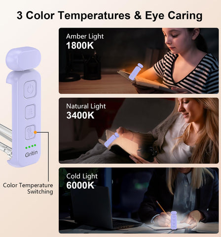 Gritin Reading Light, Rechargeable Book Light for Reading in Bed