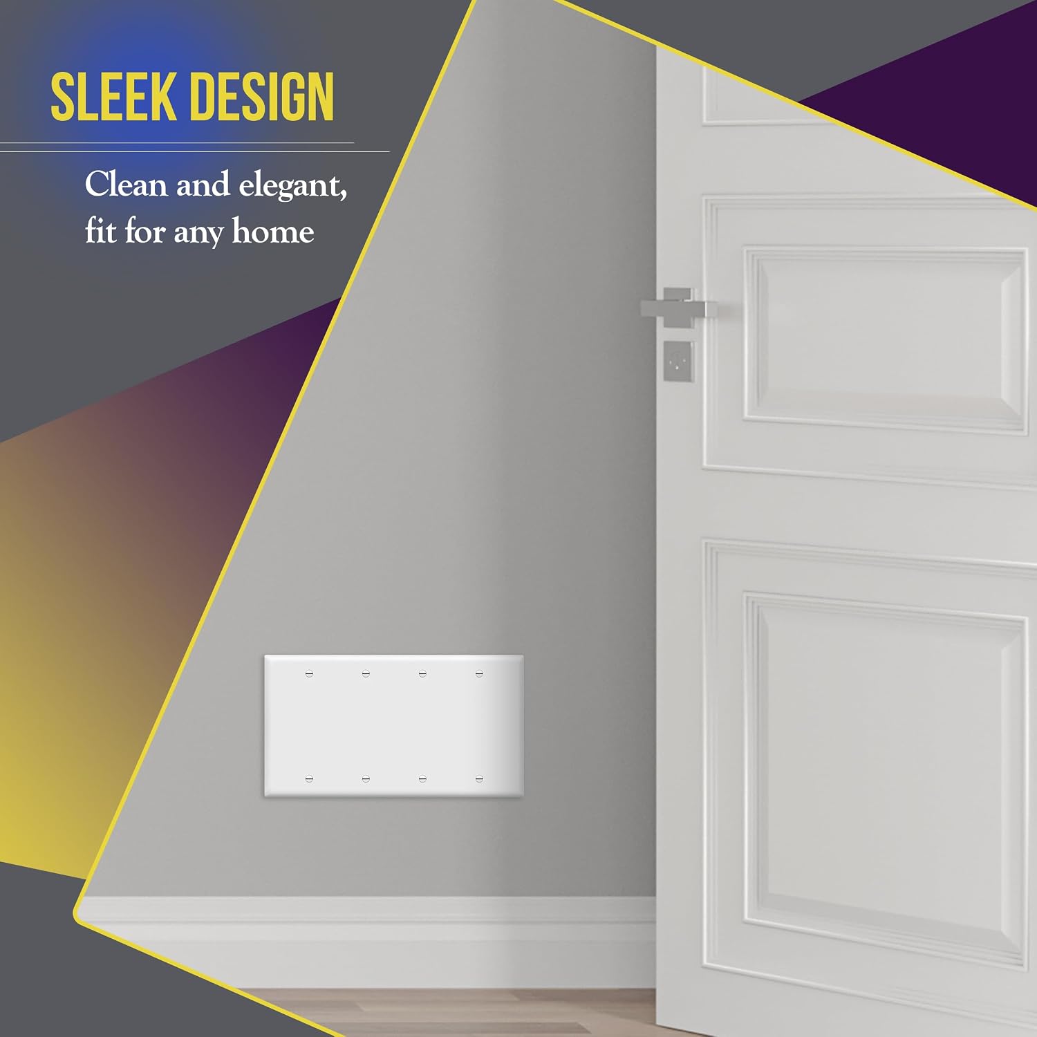 ENERLITES Blank Device Wall Plate Cover, Size 4-Gang 4.50" x 8.19", Unbreakable Polycarbonate Thermoplastic, 8804-W, White