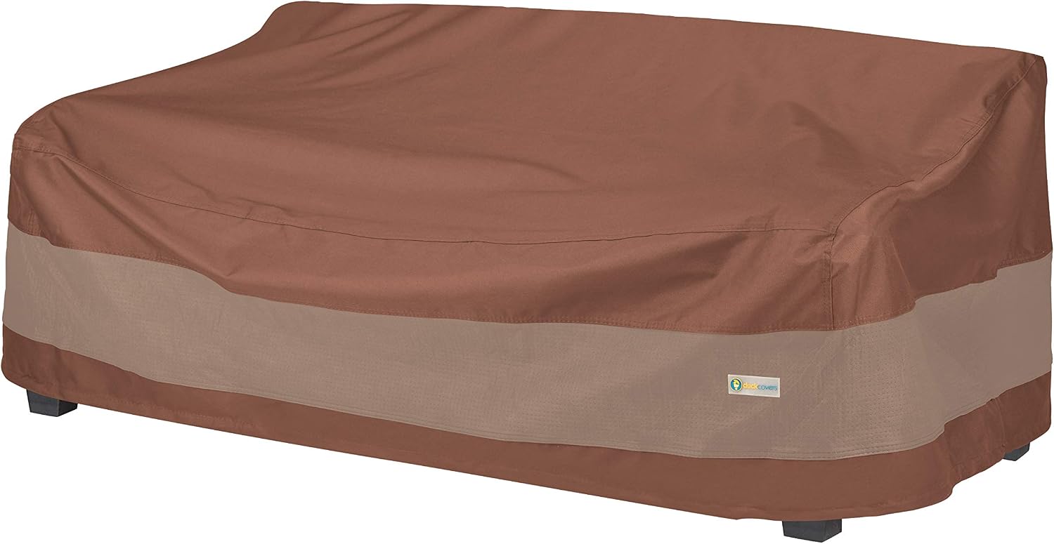DUCKCOVERS Ultimate Patio Sofa Cover, 77"W x 37"D x 35"H, Mocha Cappuccino, Outdoor Sofa Cover