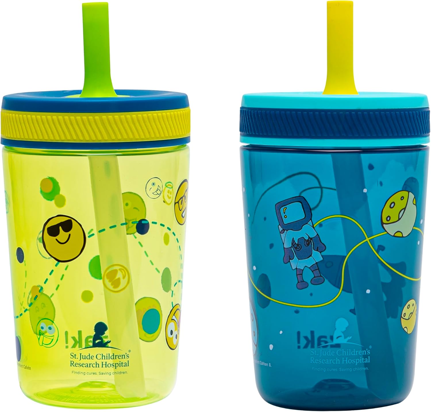 Zak Designs St. Jude Kelso 15oz Leak-Proof Toddler Straw Cups, 2-Pack