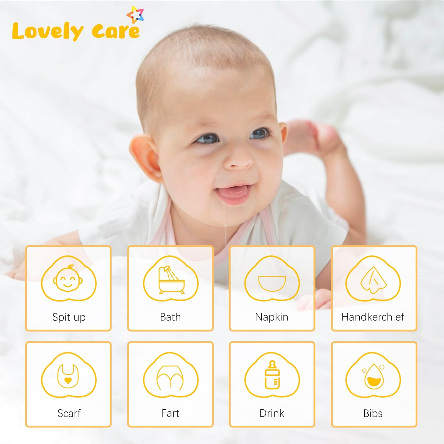 Lovely Care 24 Pack Muslin Burp Cloths 100% Cotton Muslin Cloths Large 20''x10'' Extra Soft and Absorbent Baby Burping Cloth - White