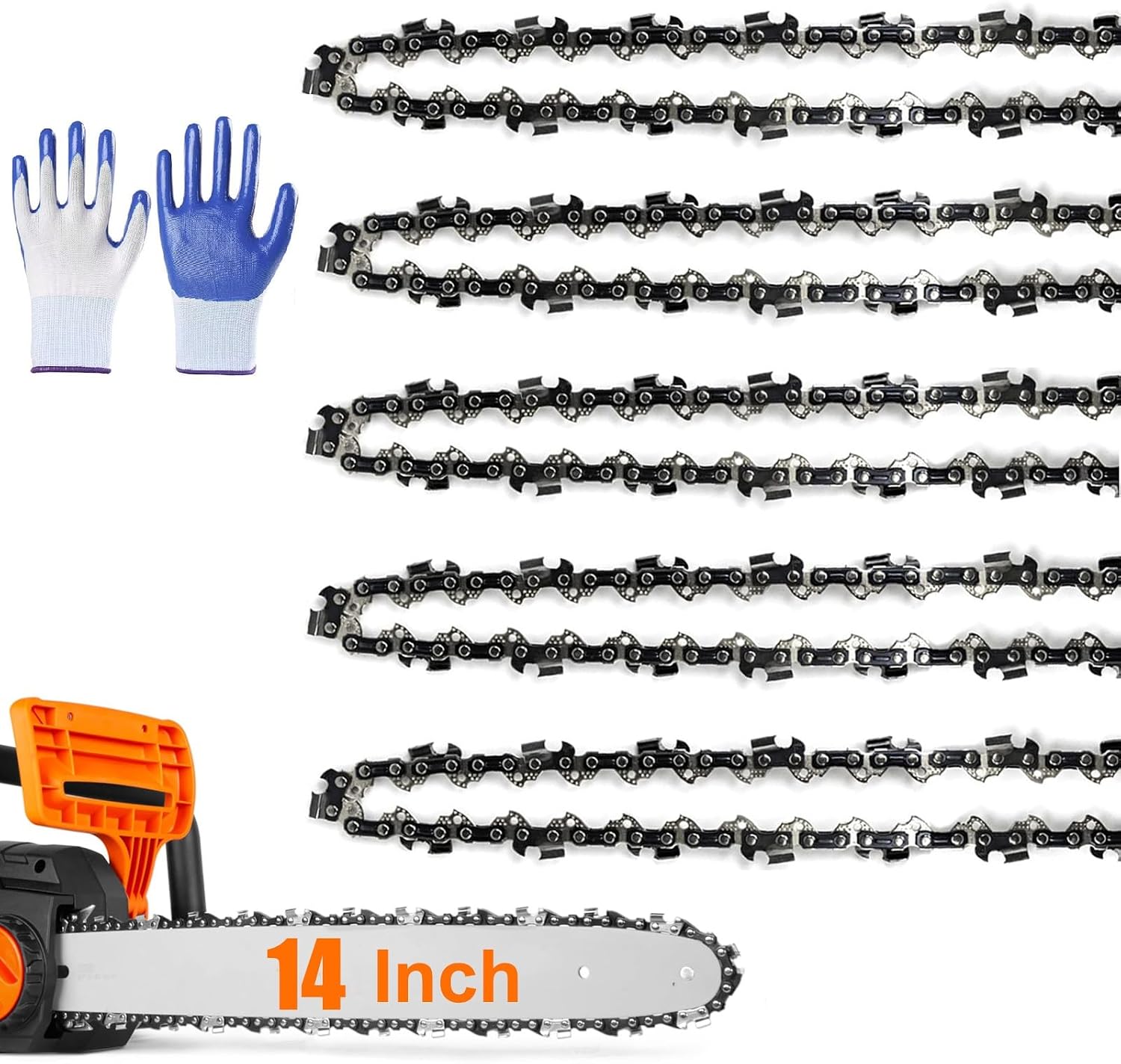 5Pack 14 Inch Chainsaw Chain 52 Drive Links 3/8" LP Pitch .050" Gauge Fits Husqvarna 120, Echo CS-310, Ryobi RY3714, Poulan, Homelite and more
