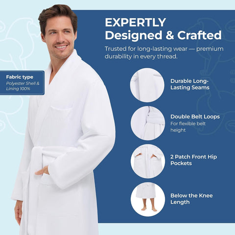 MONARCH Plush Lined Microfiber Bath Robe for Men or Women