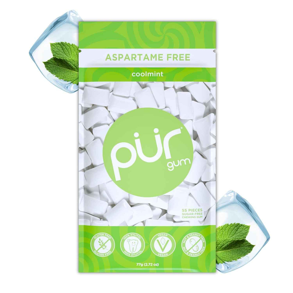 PUR Gum, Coolmint, Xylitol Gum, No Artificial Flavor, 55 Count