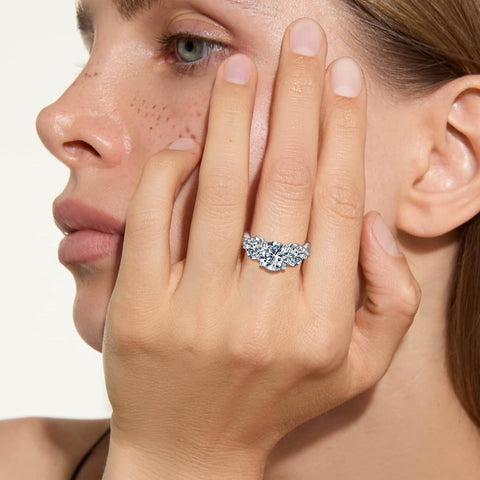 4.6CT 3 Stone Moissanite Engagement Rings for Women