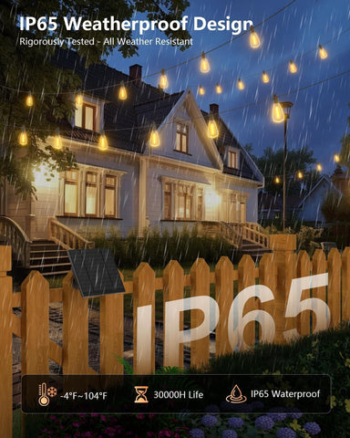 Brightown 202FT Solar String Lights Outdoor, 65+2 Shatterproof LED Lights