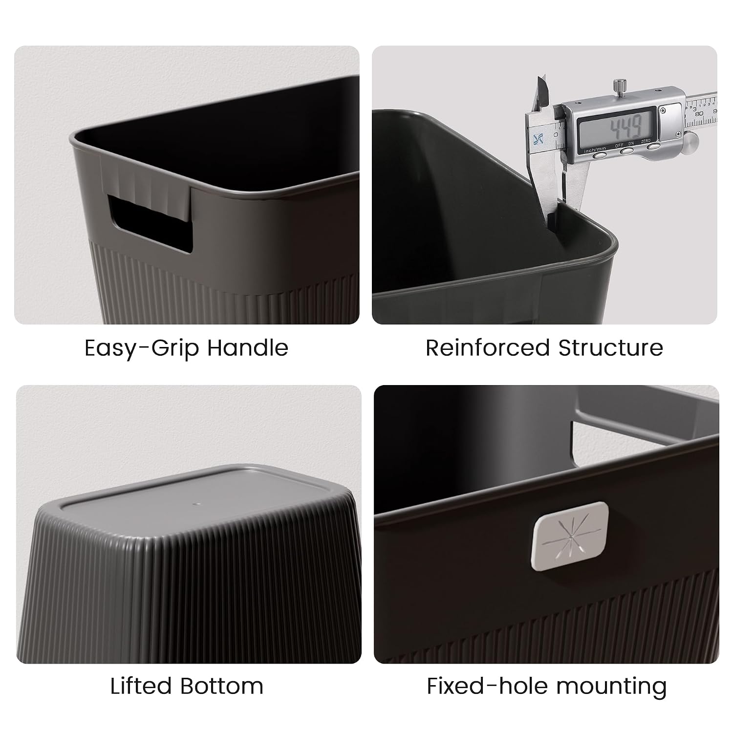 JOYMOOP Slim Trash Can 3-Pack, 2.2 Gallon Plastic Wastebasket for Bathroom, Bedroom, Office, Kitchen with 4 Rolls Bags, Black