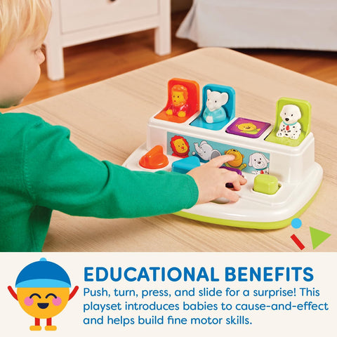 Battat Pop-Up Pals, Cause-and-Effect Pop-Up Animal Toy, Toddler, 4 Pals
