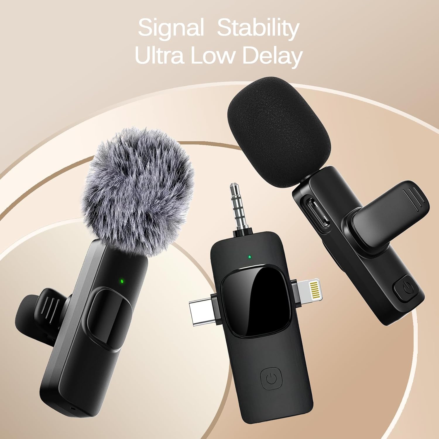Professional Wireless Lavalier Lapel Microphone for iPhone, iPad, Mini Video Recording Mic for Interview Video Podcast Vlog YouTube & Livestream, Noise Reduction, Plug & Play (3-IN-1 All Devices)