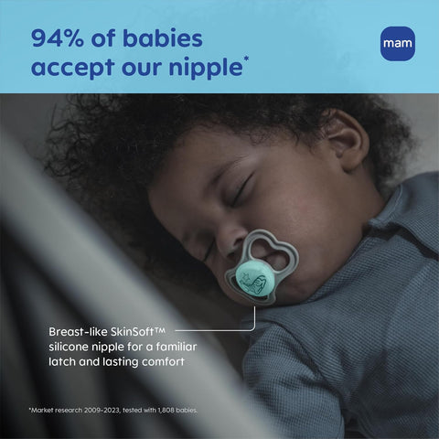 MAM Supreme Baby Pacifier, 16+ Mths, Premium Extra Thin Nipple, 2 Pack