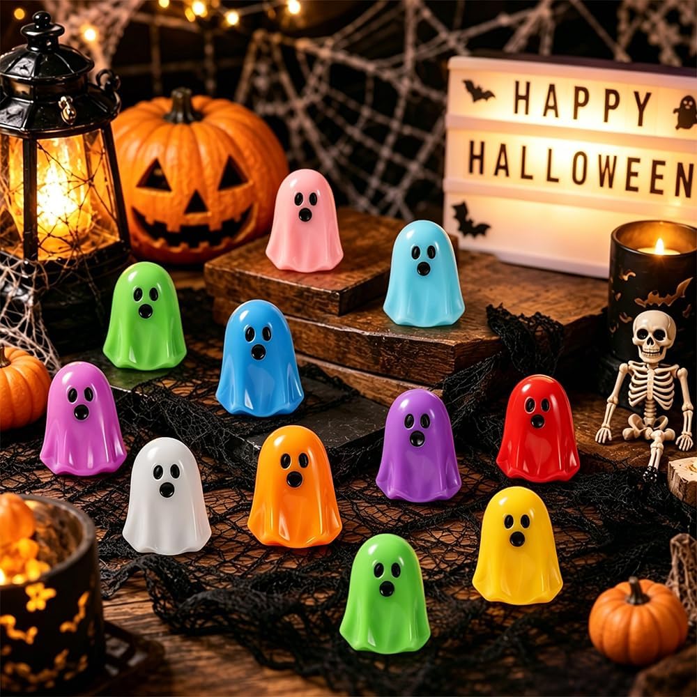 DULEFUN 120 Pcs Mini Halloween Ghost Figurines, 13 Colors