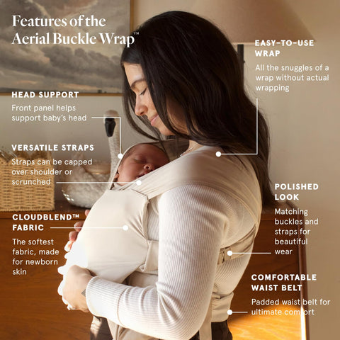 WildBird - Aerial Buckle Wrap - 0-6 Months - Standard (XS-XL) Sparrow - Newborn Baby Carrier - Front Carry - Soft Fabric, Straps, Head Support, Padded Waist Belt - Baby Essentials - New Mom Gifts