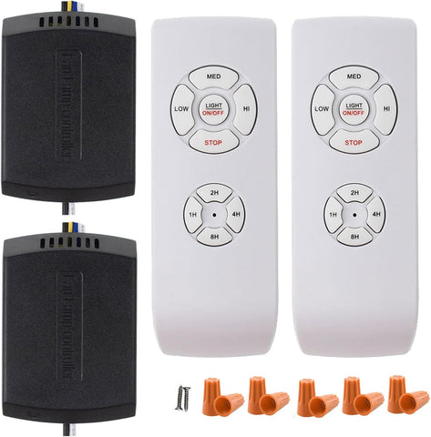 LPHUMEX 2 Pack Universal Ceiling Fan Remote Control Kits, Small Size Receiver Fan Speed, Light and Timing Remote for Harbor Breeze/Westinghouse/Honeywell/Other Ceiling Fan lamp